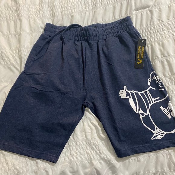 True Religion Other - True Religion Mens Blue Buddha Print Loungewear Sweat Shorts Size S M XL